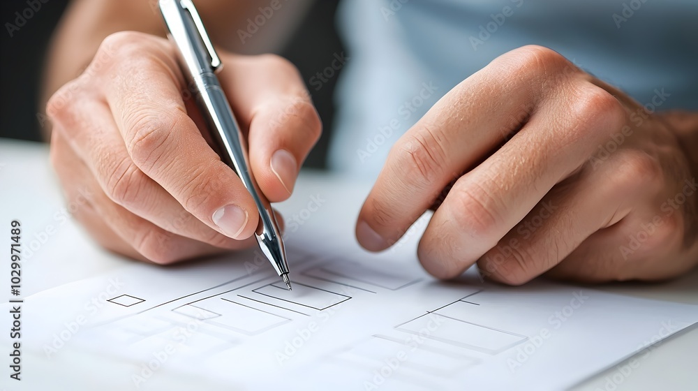 Minimalist and Futuristic Depicting a Person Writing on a Checklist with a Pen in a Tetradic Color Scheme Focusing on Clear Task Management and Simplicity Minimalist and Futuristic Depicting a Person Writing on a Checklist with a Pen in a Tetradic Color Scheme Focusing on Clear Task Management and Simplicity