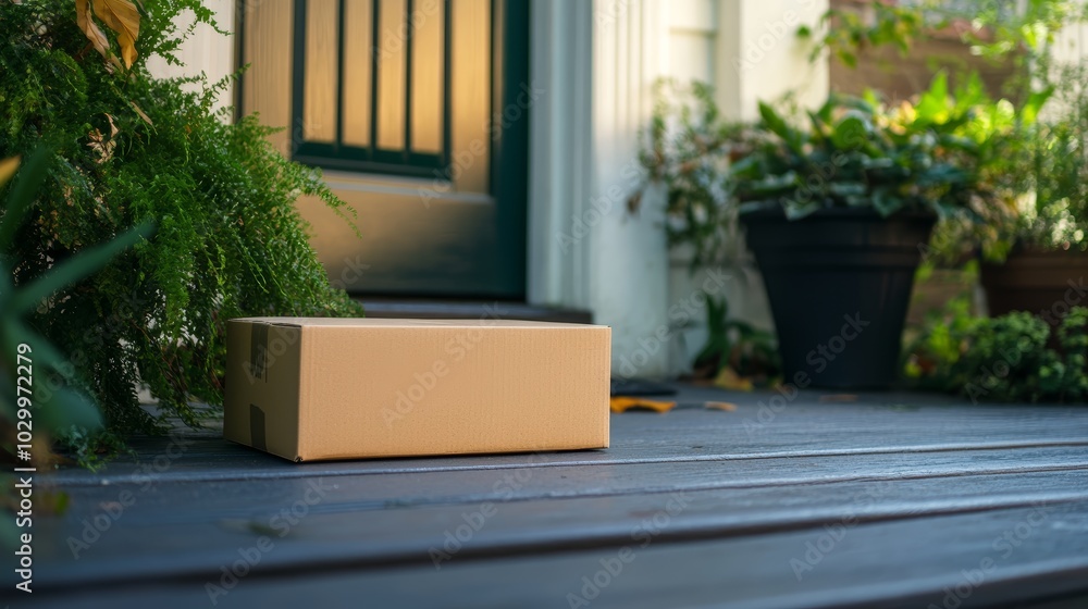Cardboard Box Delivery on Front Porch Cardboard Box Delivery on Front Porch