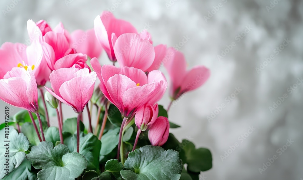 Fototapeta premium Spring floral composition with bright cyclamen