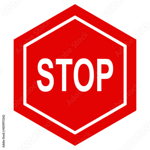 Red Stop Sign isolated on white background.