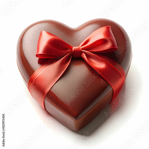 a chocolate heart gift on valentines day on white background