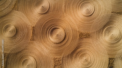 Aerial View of a Perfectly Round Crop Field with Precise Irrigation Circles for Agricultural or Environmental Use Generative AI