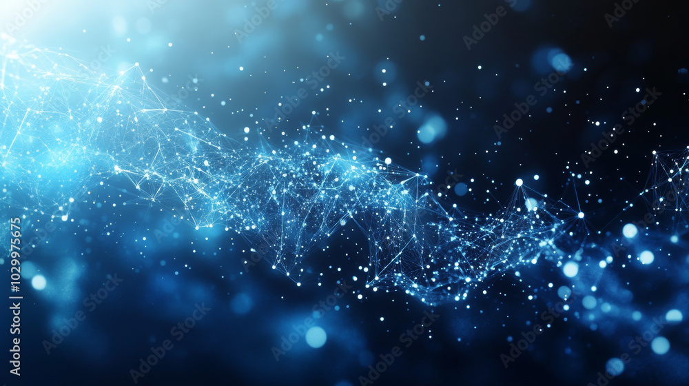 A futuristic blue background with flowing data points, representing the analysis of information. The design uses a modern grid and connected dots.low poly wireframe. A futuristic blue background with flowing data points, representing the analysis of information. The design uses a modern grid and connected dots.low poly wireframe.