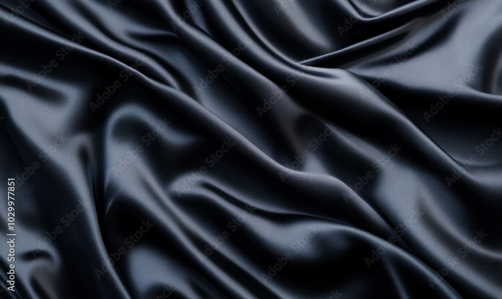 This image showcases an elegant black satin fabric with luxurious waves creating a smooth texture perfect for background use This image showcases an elegant black satin fabric with luxurious waves creating a smooth texture perfect for background use