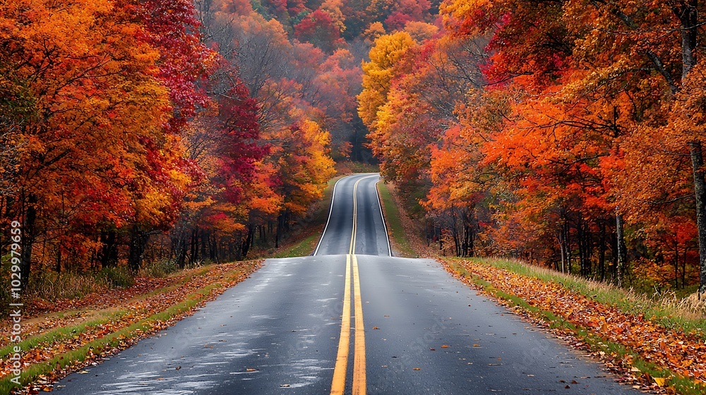 Fototapeta premium Colorful Scenic Drive Through Autumn Foliage