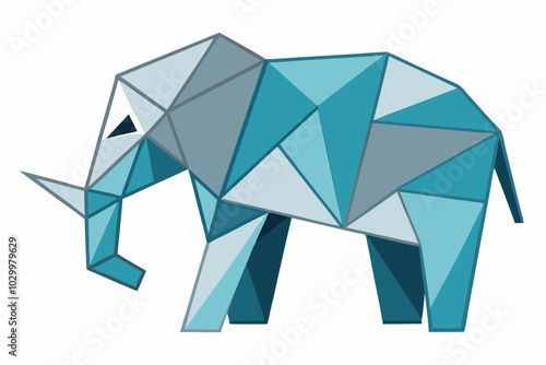 Origami-Style Elephant Vector Illustration on White Background
