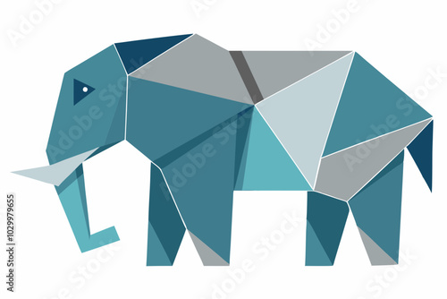 Origami-Style Elephant Vector Illustration on White Background