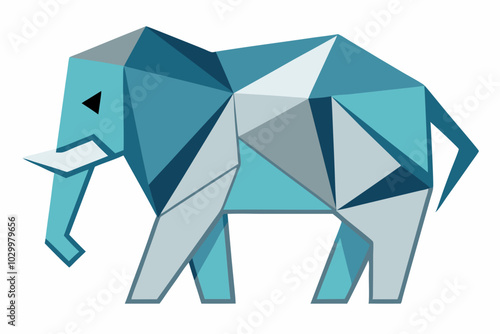 Origami-Style Elephant Vector Illustration on White Background