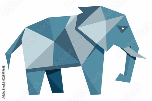 Origami-Style Elephant Vector Illustration on White Background