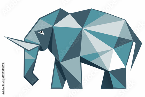 Origami-Style Elephant Vector Illustration on White Background