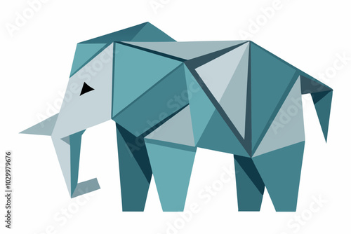Origami-Style Elephant Vector Illustration on White Background