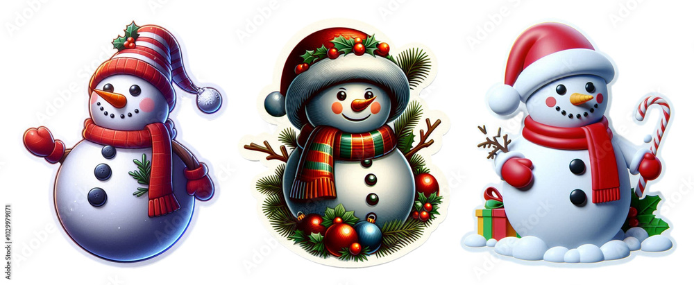 Snowman icon sticker set for Christmas and New Year holidays. cut out, transparent background, png, clipart Snowman icon sticker set for Christmas and New Year holidays. cut out, transparent background, png, clipart
