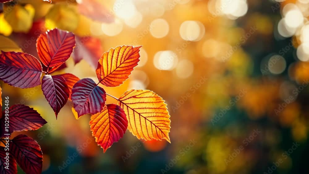 Red and yellow leaves sway gently in the autumn breeze Red and yellow leaves sway gently in the autumn breeze