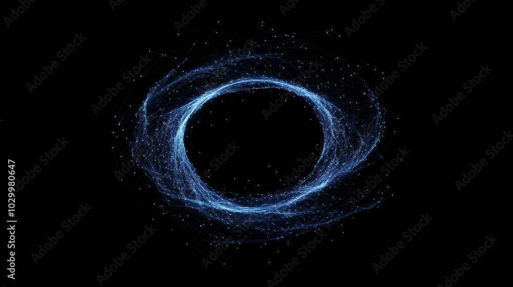 A dark blue, triangular image shows a 3D representation of a black hole, using simple shapes low poly.It's a science fiction illustration about gravity, particles, and the universe.low poly wireframe. A dark blue, triangular image shows a 3D representation of a black hole, using simple shapes low poly.It's a science fiction illustration about gravity, particles, and the universe.low poly wireframe.
