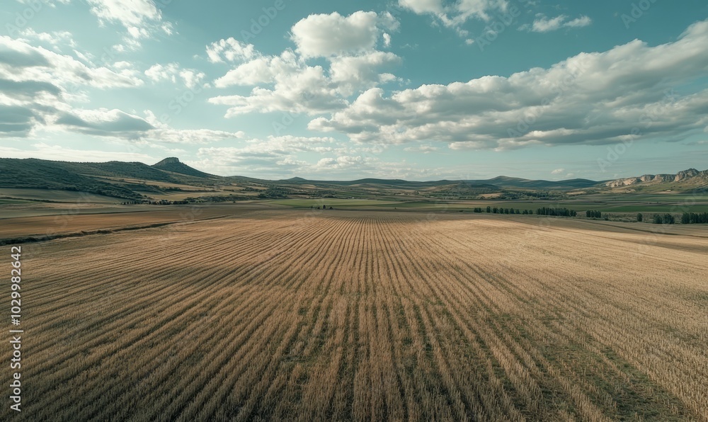 A drone view of the agricultural fields on the Plateau de A drone view of the agricultural fields on the Plateau de