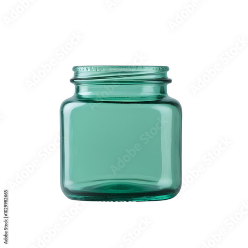 A green glass jar with a screw-top lid png background