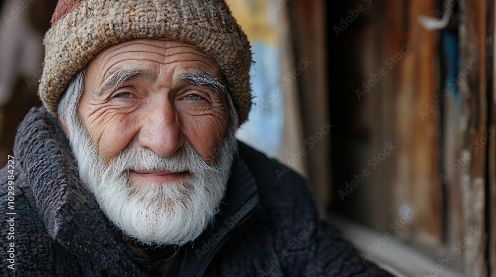 Portrait of an Elderly Man with a White Beard and a Warm Smile Portrait of an Elderly Man with a White Beard and a Warm Smile