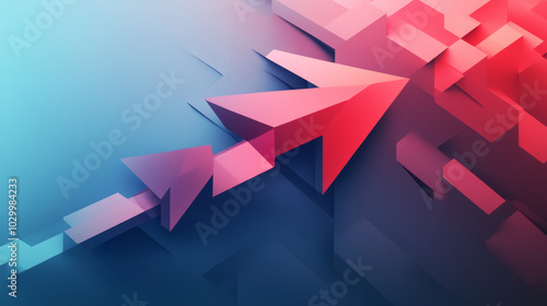 Agile projects are flexible and adjust to changes. This illustration shows a cycle of planning and testing, symbolized by a low-poly arrow.