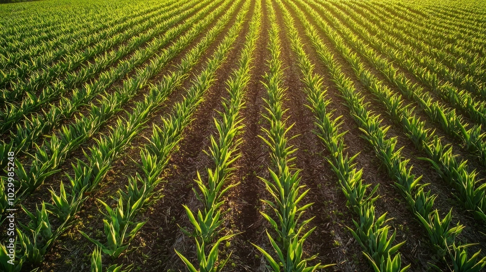 Agave fields view. Vanishing point perspective. Colorful landscape with agave. Agave fields view. Vanishing point perspective. Colorful landscape with agave.