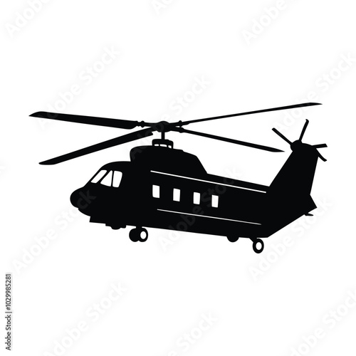 big transportation cargo helicopter silhouette vector