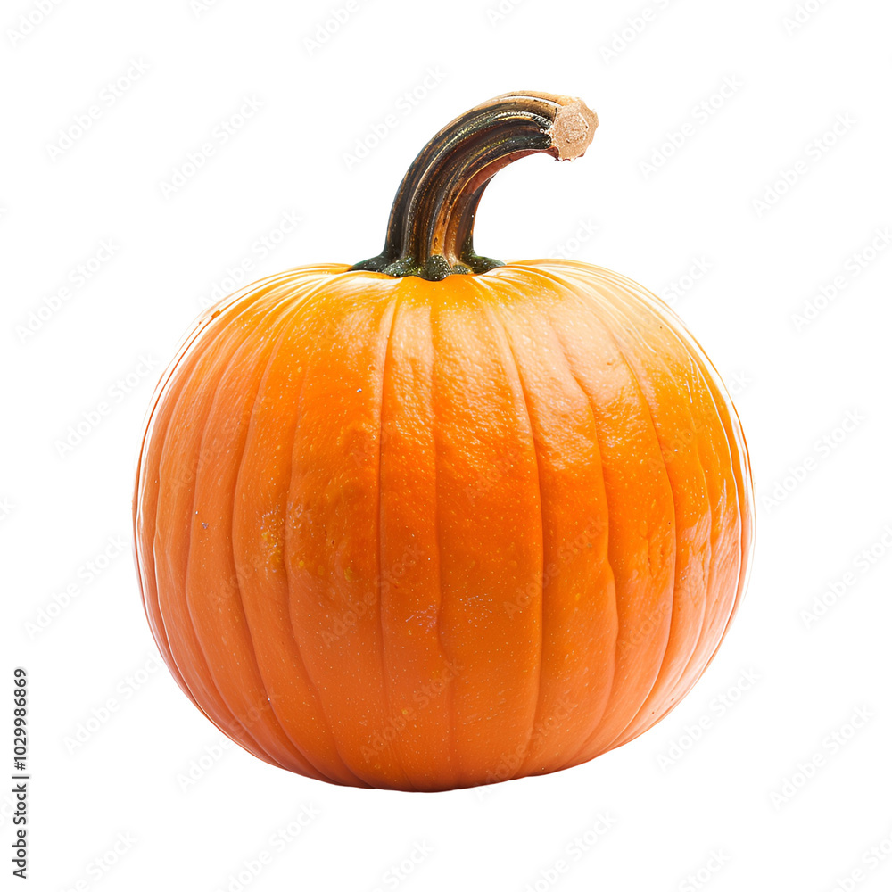 Obraz premium Single Orange Pumpkin Isolated Black Background