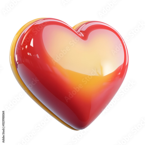 3D Red Heart Icon - Glossy Love Symbol in Modern Cartoon Style, Glossy 3D Heart Icon - Vibrant Red Love Symbol for Valentine's Day, Shiny Red 3D Heart Shape - Perfect Love Icon for Romantic Designs. photo