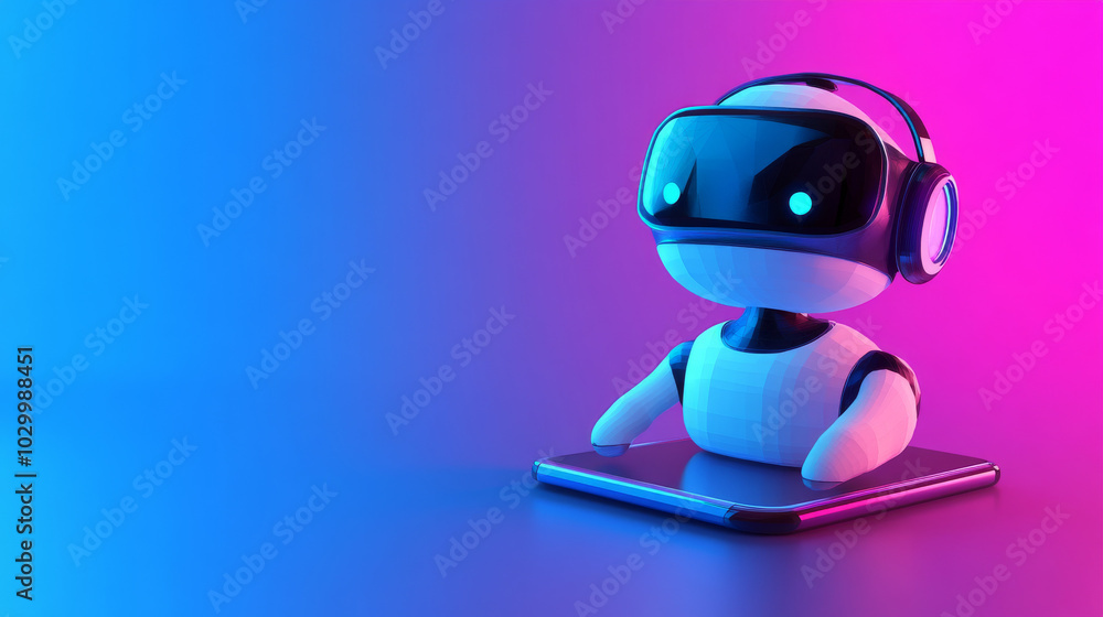 A 3D virtual reality chatbot on a smartphone. The design uses simple geometric shapes and creates a fun, imaginative world for learning and reading.low poly wireframe. A 3D virtual reality chatbot on a smartphone. The design uses simple geometric shapes and creates a fun, imaginative world for learning and reading.low poly wireframe.