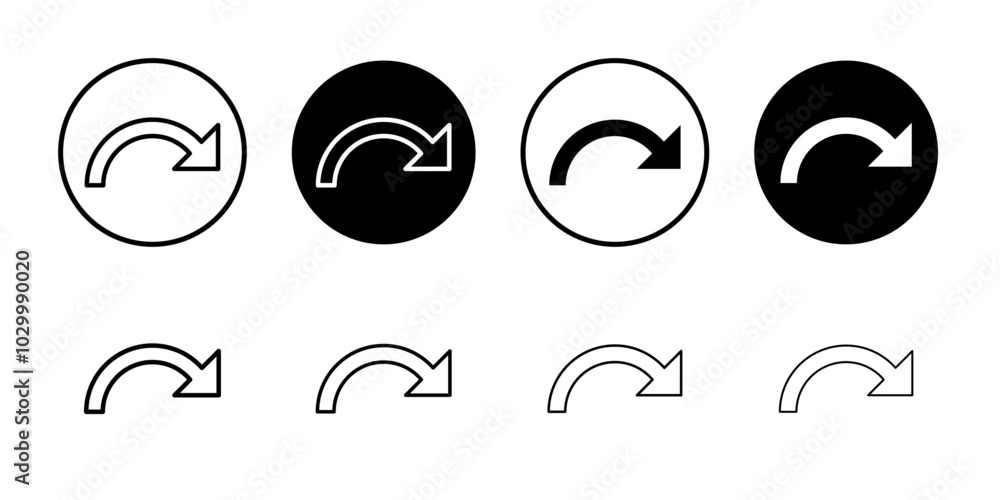 Curved arrow icon Outline vector for web ui Curved arrow icon Outline vector for web ui