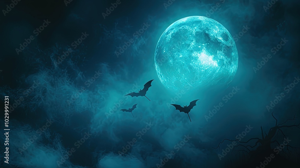 Enchanting Night Sky with Bats and a Glowing Moon: Perfect Halloween Vibes for All Occasions Enchanting Night Sky with Bats and a Glowing Moon: Perfect Halloween Vibes for All Occasions