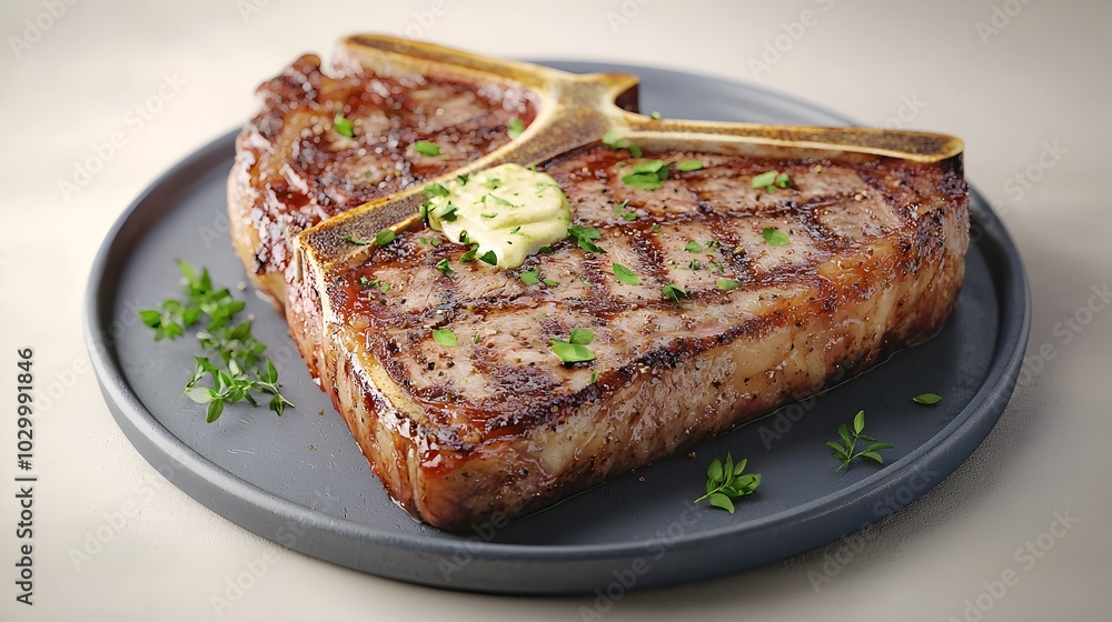 Tender T Bone Steak with Garlic Butter and Fresh Herbs Gourmet Culinary Delight Tender T Bone Steak with Garlic Butter and Fresh Herbs Gourmet Culinary Delight