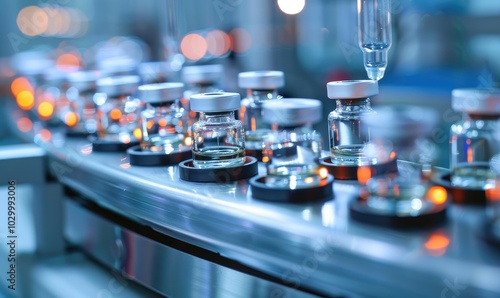 Vials on pharmaceutical production line