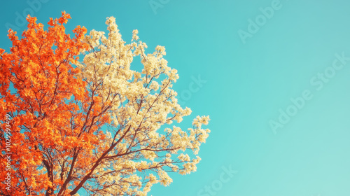 Arbor day concept image with minimalist view of a tree with vibrant color palette and copy space