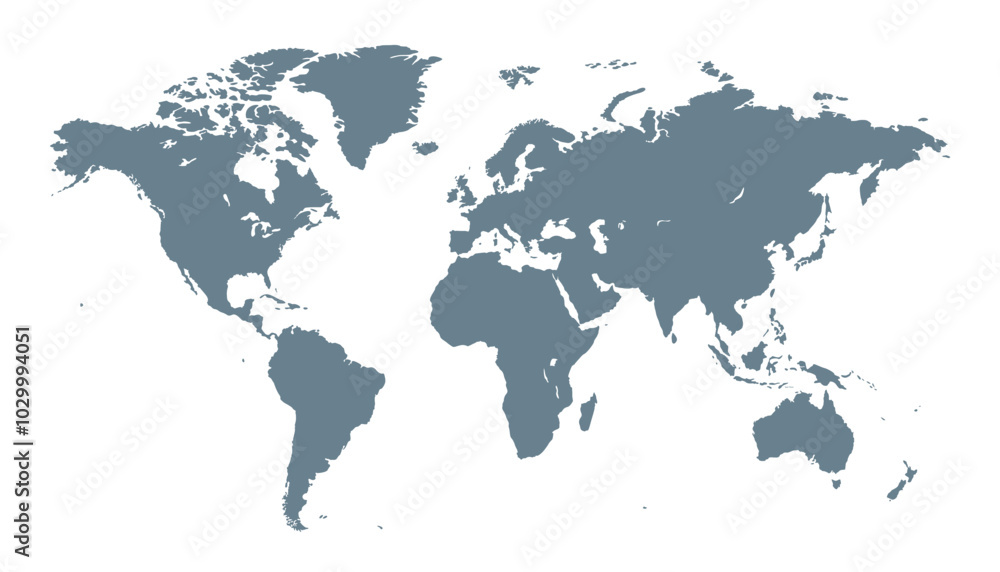 World map. Grey modern vector map. Silhouette map World map. Grey modern vector map. Silhouette map