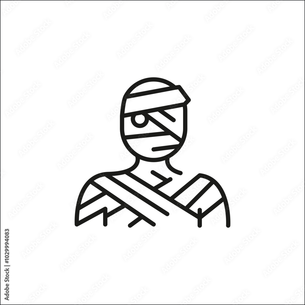 Mummy icon. Single icon featuring a stylized Egyptian mummy within a sarcophagus, reflecting ancient burial practices and historical interest. Ideal for educational content. Vector illustration. Mummy icon. Single icon featuring a stylized Egyptian mummy within a sarcophagus, reflecting ancient burial practices and historical interest. Ideal for educational content. Vector illustration.