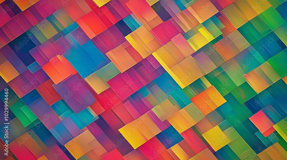 Vibrant Geometric Pattern with Overlapping Color Blocks in a Dynamic Abstract Design Vibrant Geometric Pattern with Overlapping Color Blocks in a Dynamic Abstract Design
