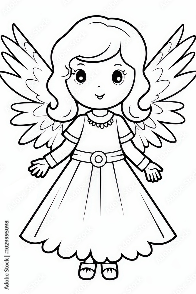 Fototapeta premium Coloring Page with Christmas magic angel.