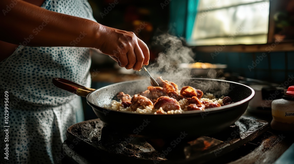 A chef skillfully prepares a delicious meal in a rustic kitchen setting, capturing the essence of culinary art and the warmth of home-cooked dishes. A chef skillfully prepares a delicious meal in a rustic kitchen setting, capturing the essence of culinary art and the warmth of home-cooked dishes.