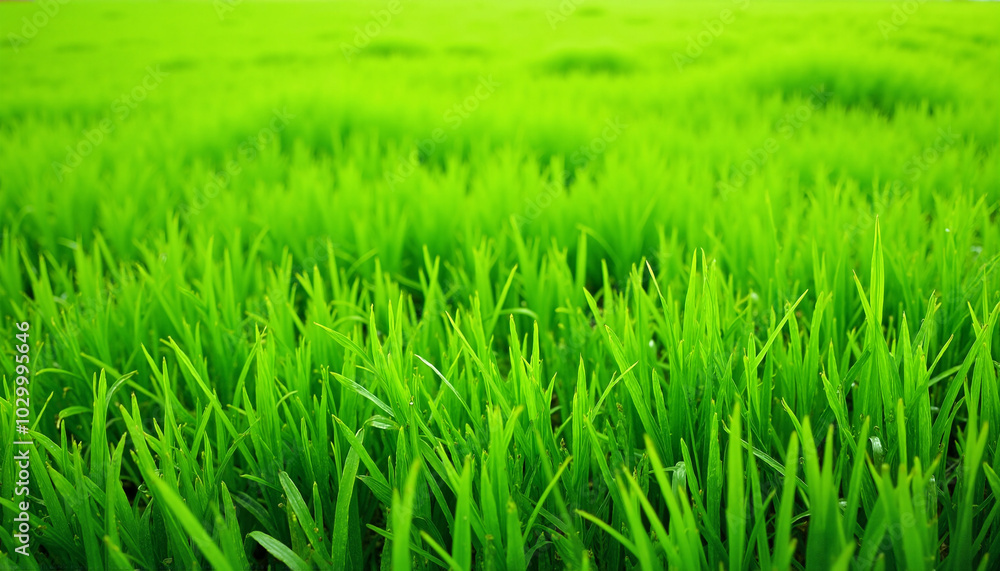 Texture of grassy field background with lush green grass in soft daylight Texture of grassy field background with lush green grass in soft daylight