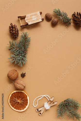 Frame made of fir branches ...