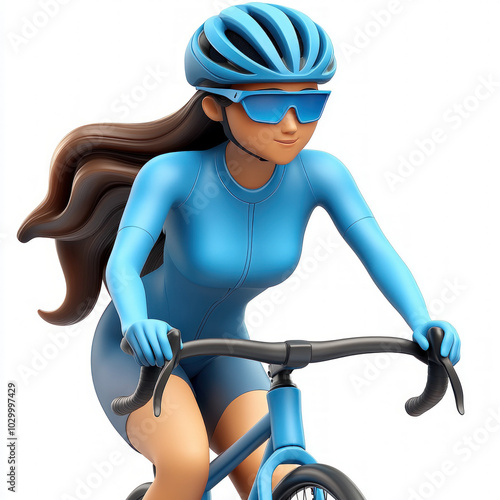 Girl Driving Bike Isolated