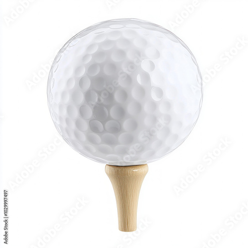 Golf Ball On A Tee Isolated