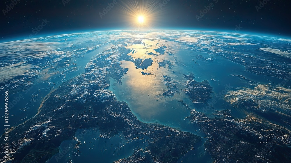 Fototapeta premium Europe and Asia seen from space on planet Earth.