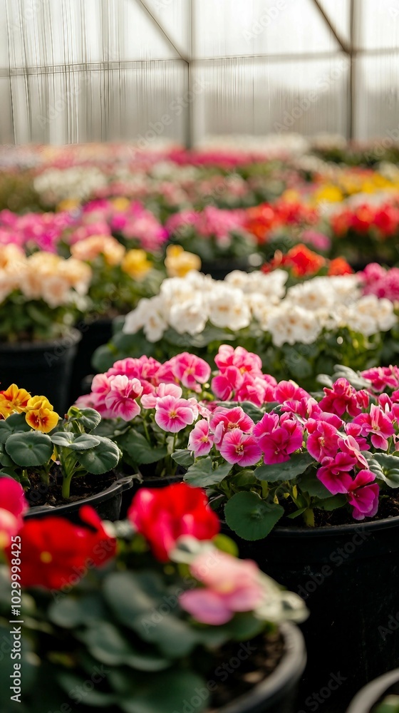 Vibrant Pink Flowers in a Greenhouse Vibrant Pink Flowers in a Greenhouse