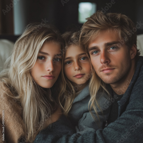 Sad Family Isolated