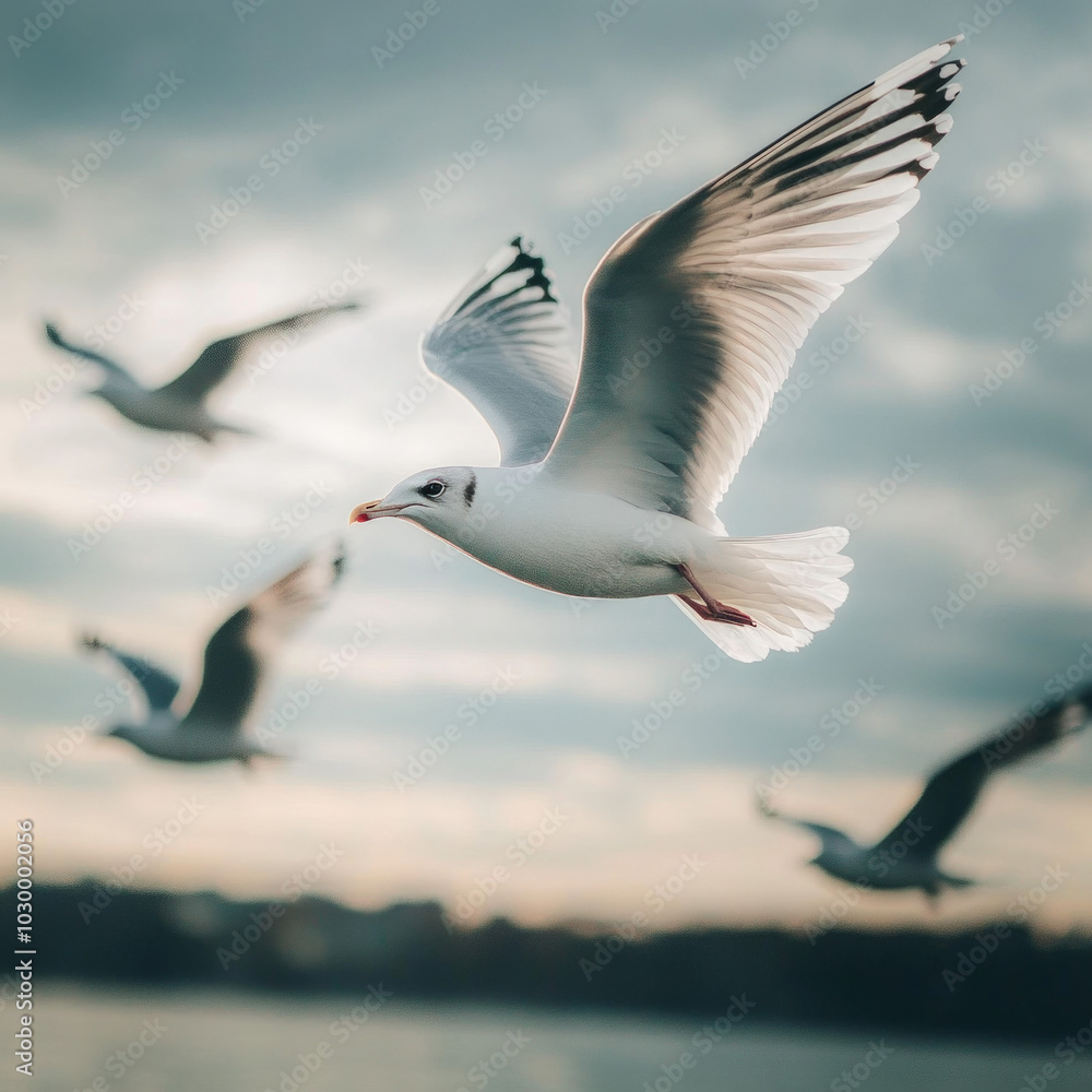 Seagulls Flying Isolated Seagulls Flying Isolated