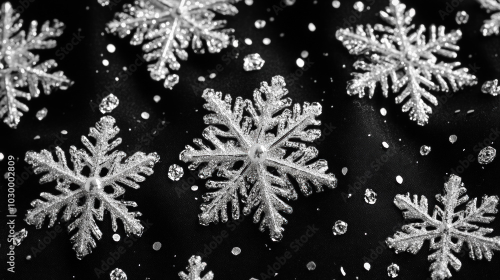 Snowflakes On Black Background Snowflakes On Black Background