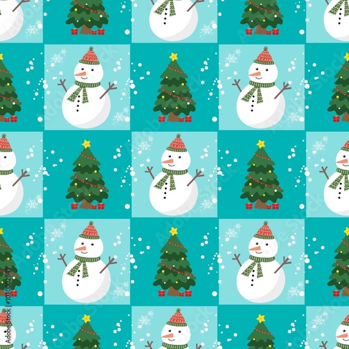 christmas seamless pattern background. Christmas and New Year seamless pattern with snowman, vector illustration