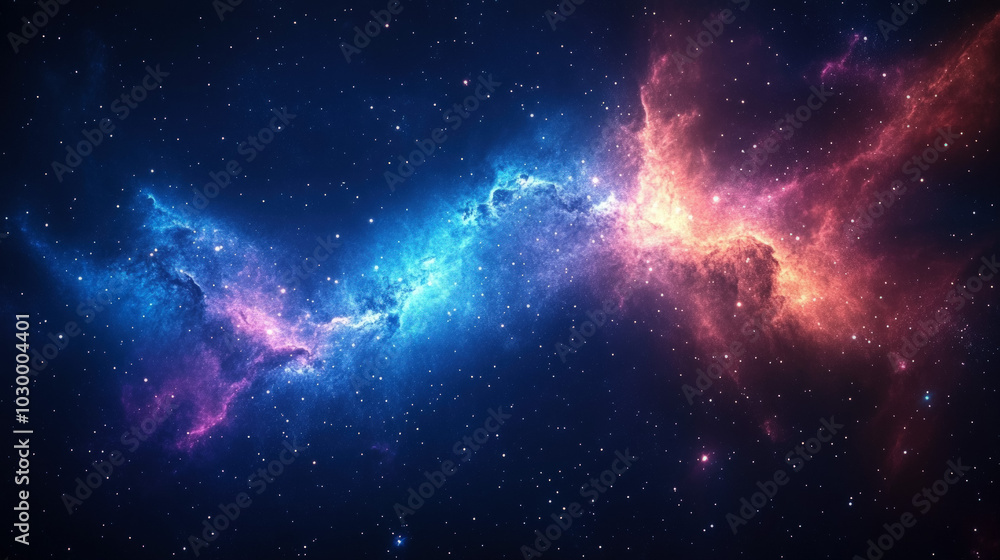 Fototapeta premium Wallpaper Depicting A Vibrant Nebula Filled With Swirling Clouds Of Blue, Purple, And Pink, Set Against A Backdrop Of Countless Twinkling Stars