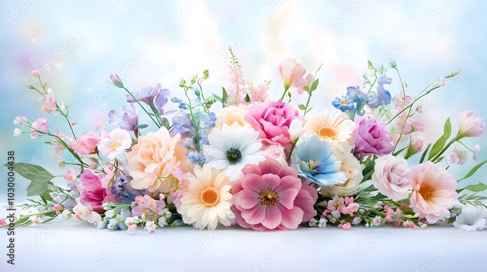 Fototapeta premium Ethereal Pastel Flower Bouquet in Dreamy Impressionistic Style