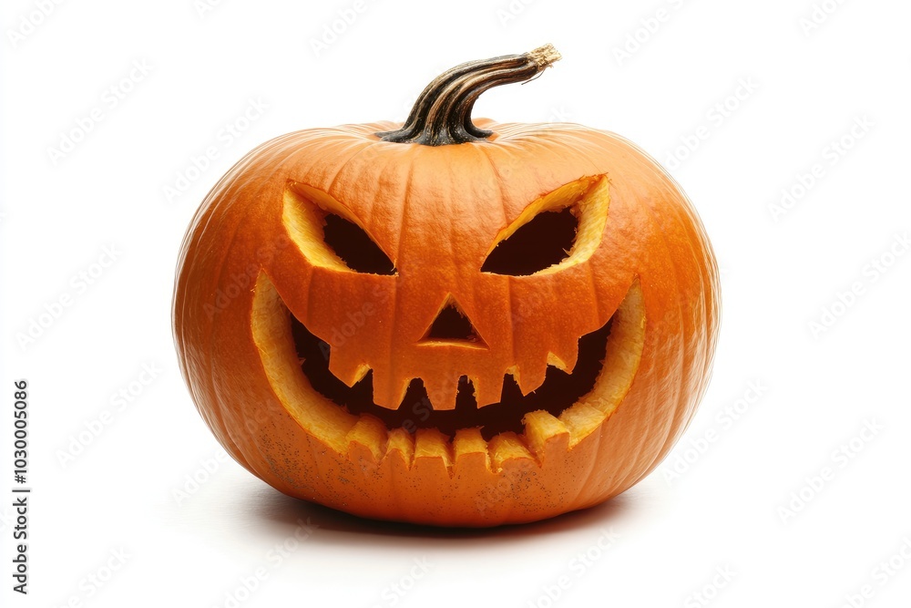 A Carved Pumpkin with a Ferocious Grin A Carved Pumpkin with a Ferocious Grin